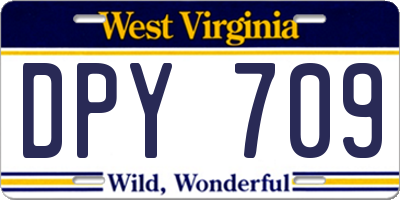 WV license plate DPY709