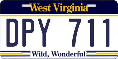 WV license plate DPY711