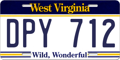 WV license plate DPY712