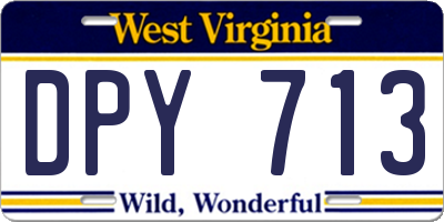 WV license plate DPY713