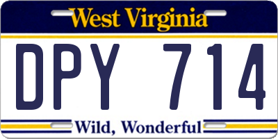 WV license plate DPY714