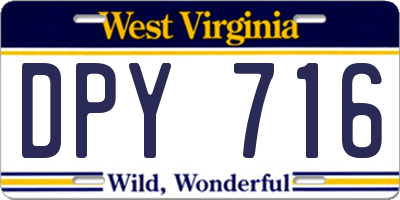 WV license plate DPY716