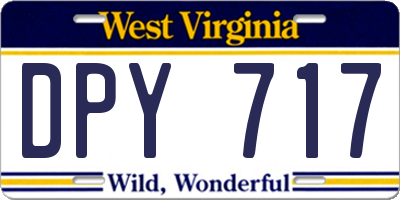 WV license plate DPY717