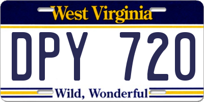 WV license plate DPY720