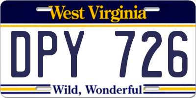 WV license plate DPY726