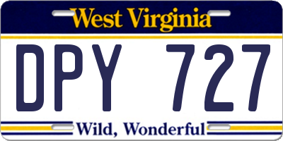 WV license plate DPY727