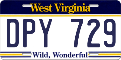 WV license plate DPY729