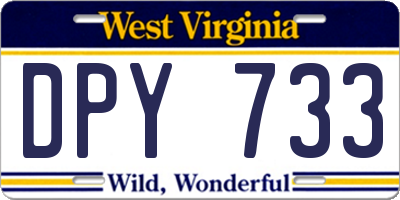WV license plate DPY733
