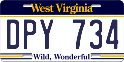 WV license plate DPY734