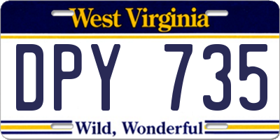 WV license plate DPY735