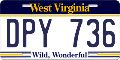 WV license plate DPY736