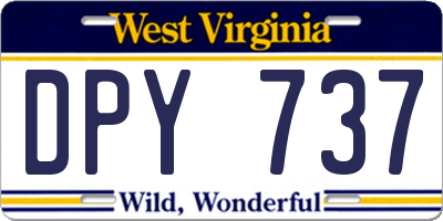 WV license plate DPY737