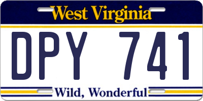 WV license plate DPY741