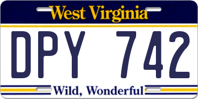 WV license plate DPY742