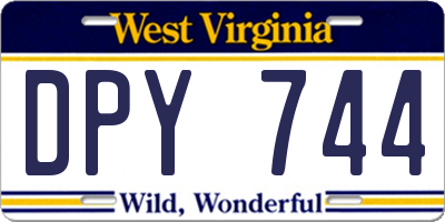 WV license plate DPY744