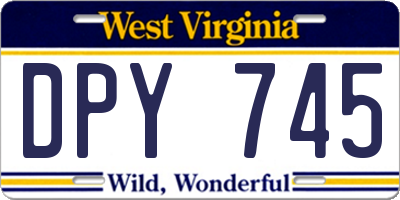 WV license plate DPY745
