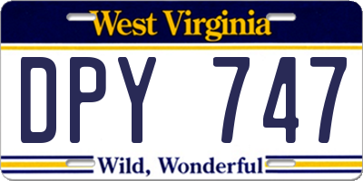 WV license plate DPY747