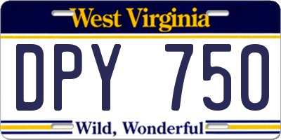 WV license plate DPY750