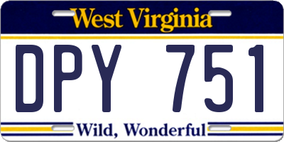WV license plate DPY751