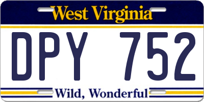 WV license plate DPY752