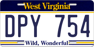 WV license plate DPY754