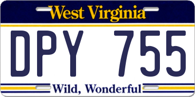 WV license plate DPY755