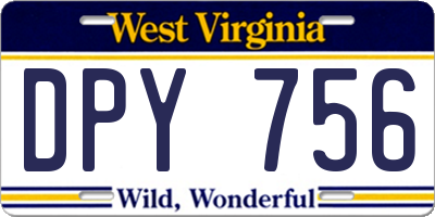 WV license plate DPY756