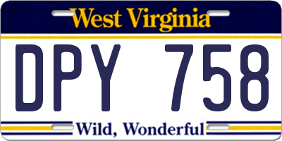 WV license plate DPY758