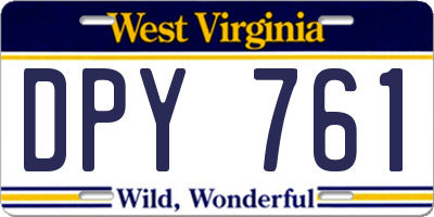 WV license plate DPY761