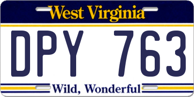 WV license plate DPY763