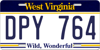 WV license plate DPY764