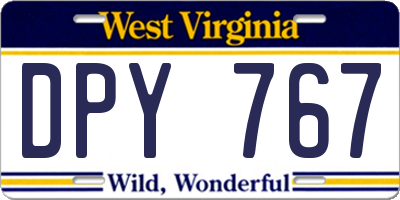 WV license plate DPY767