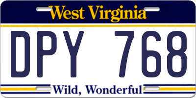 WV license plate DPY768