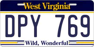 WV license plate DPY769