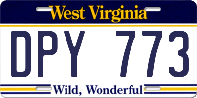 WV license plate DPY773