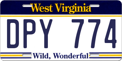 WV license plate DPY774