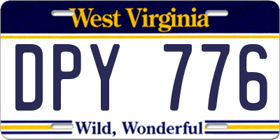 WV license plate DPY776