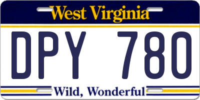 WV license plate DPY780