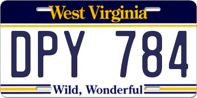 WV license plate DPY784