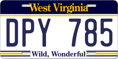 WV license plate DPY785