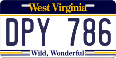 WV license plate DPY786