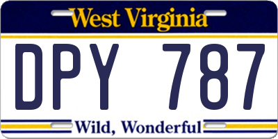 WV license plate DPY787
