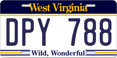 WV license plate DPY788