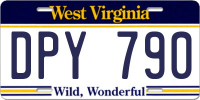 WV license plate DPY790