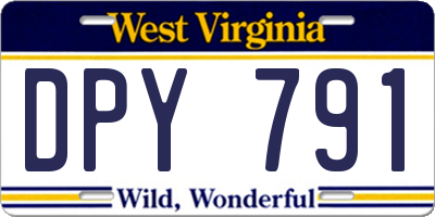 WV license plate DPY791