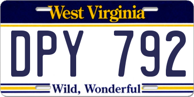 WV license plate DPY792