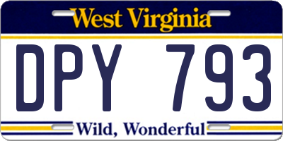 WV license plate DPY793