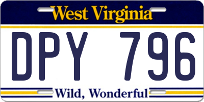WV license plate DPY796