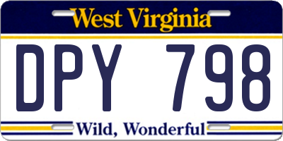 WV license plate DPY798