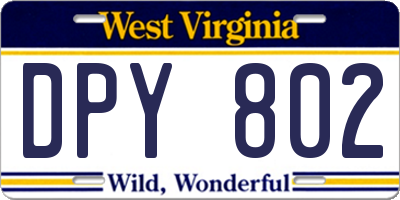 WV license plate DPY802